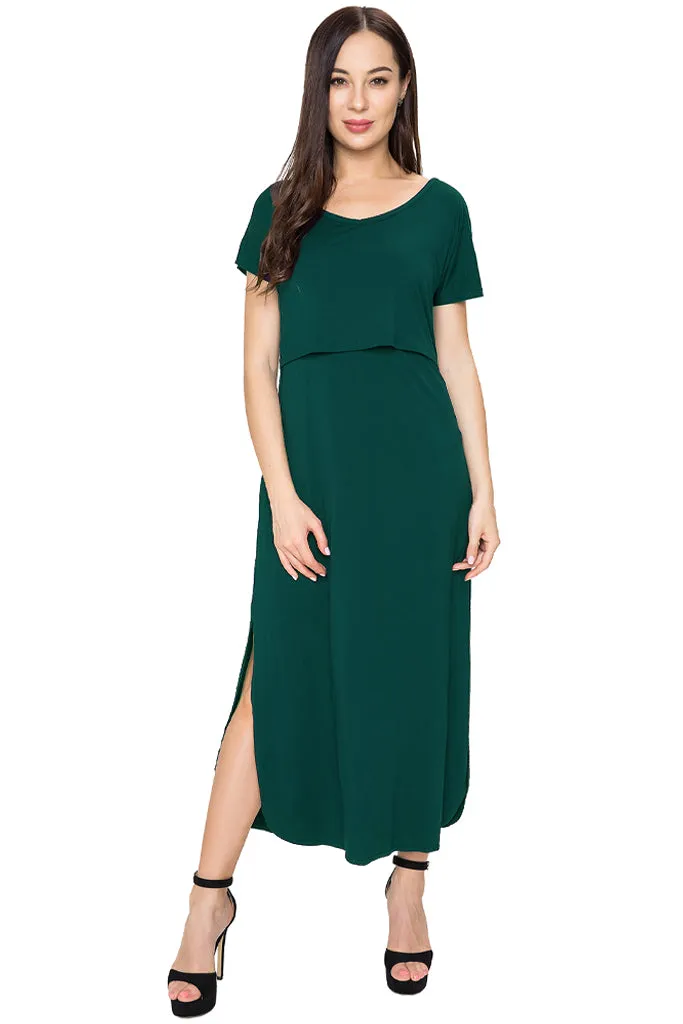 Smallshow Short Sleeve Nursing Maxi Dresses