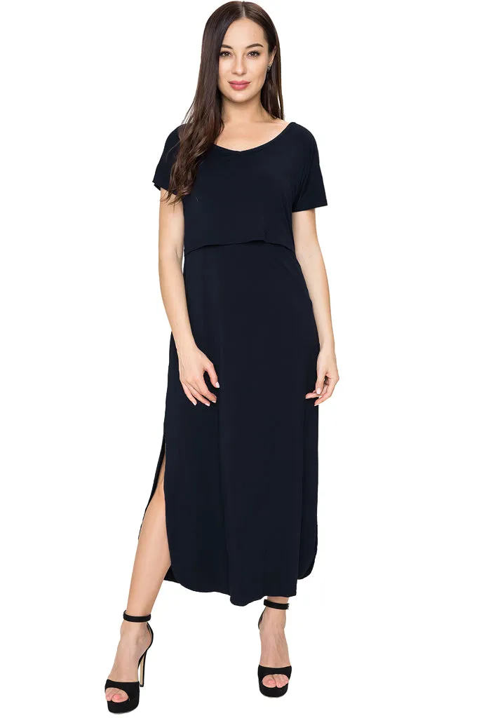 Smallshow Short Sleeve Nursing Maxi Dresses