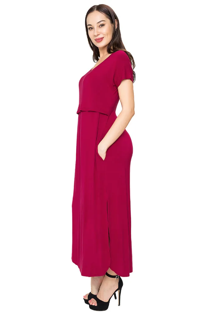 Smallshow Short Sleeve Nursing Maxi Dresses