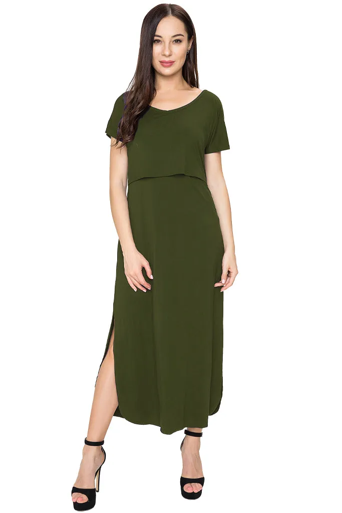 Smallshow Short Sleeve Nursing Maxi Dresses