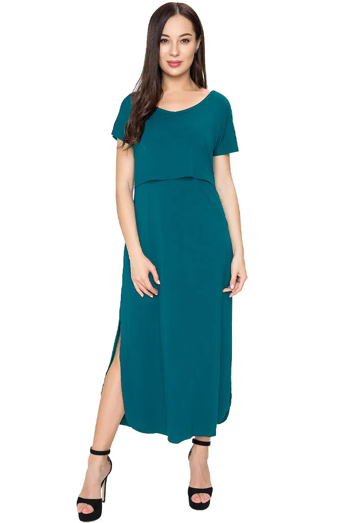 Smallshow Short Sleeve Nursing Maxi Dresses