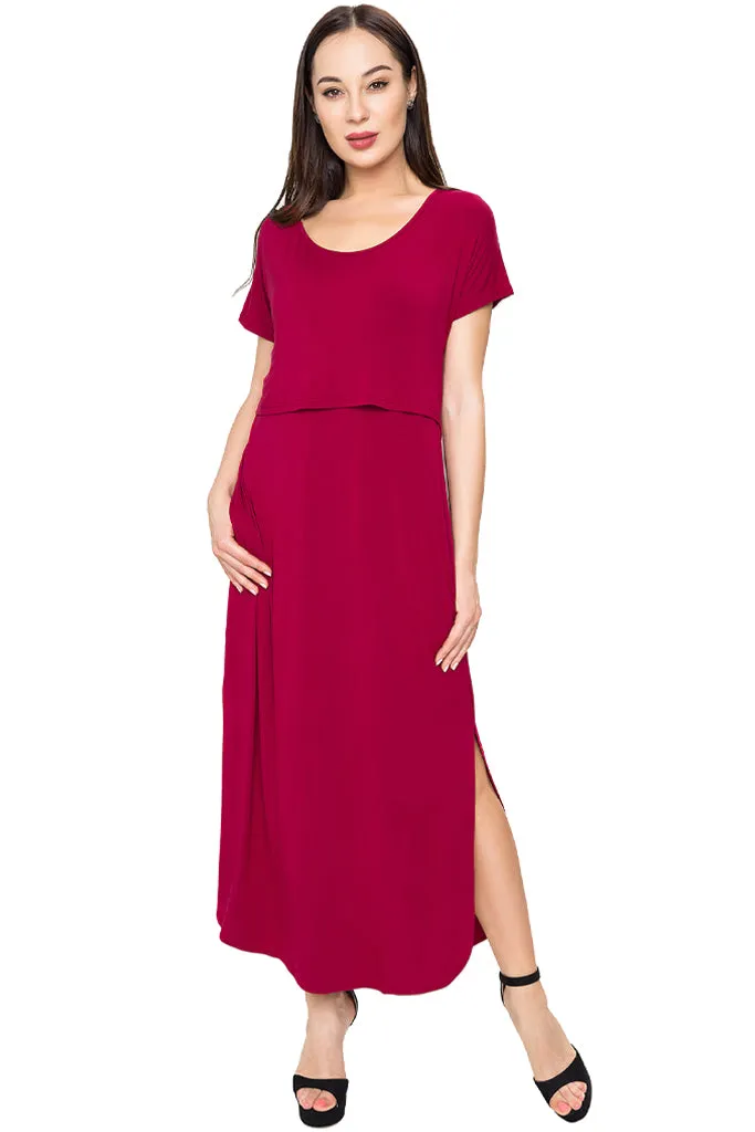 Smallshow Short Sleeve Nursing Maxi Dresses