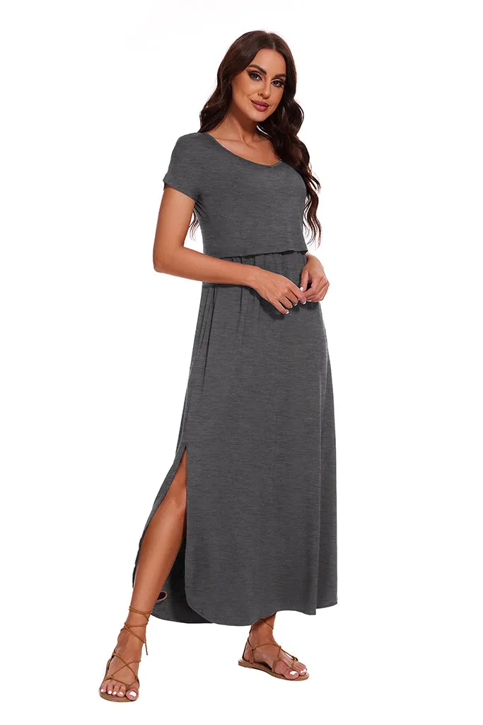 Smallshow Short Sleeve Nursing Maxi Dresses