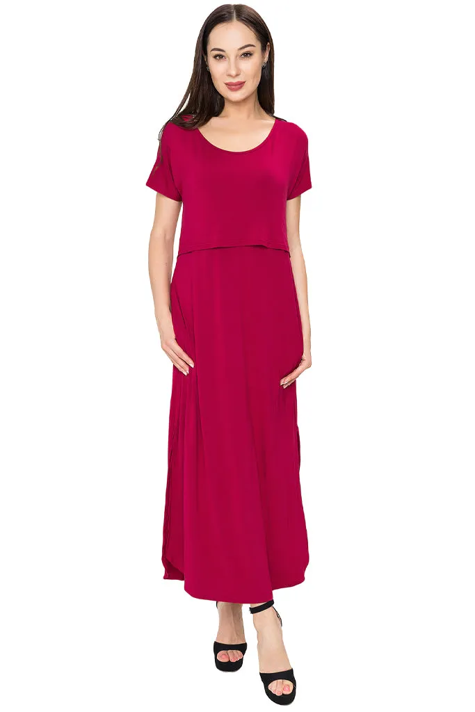 Smallshow Short Sleeve Nursing Maxi Dresses