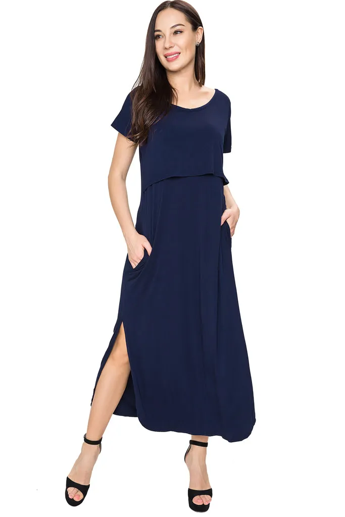 Smallshow Short Sleeve Nursing Maxi Dresses