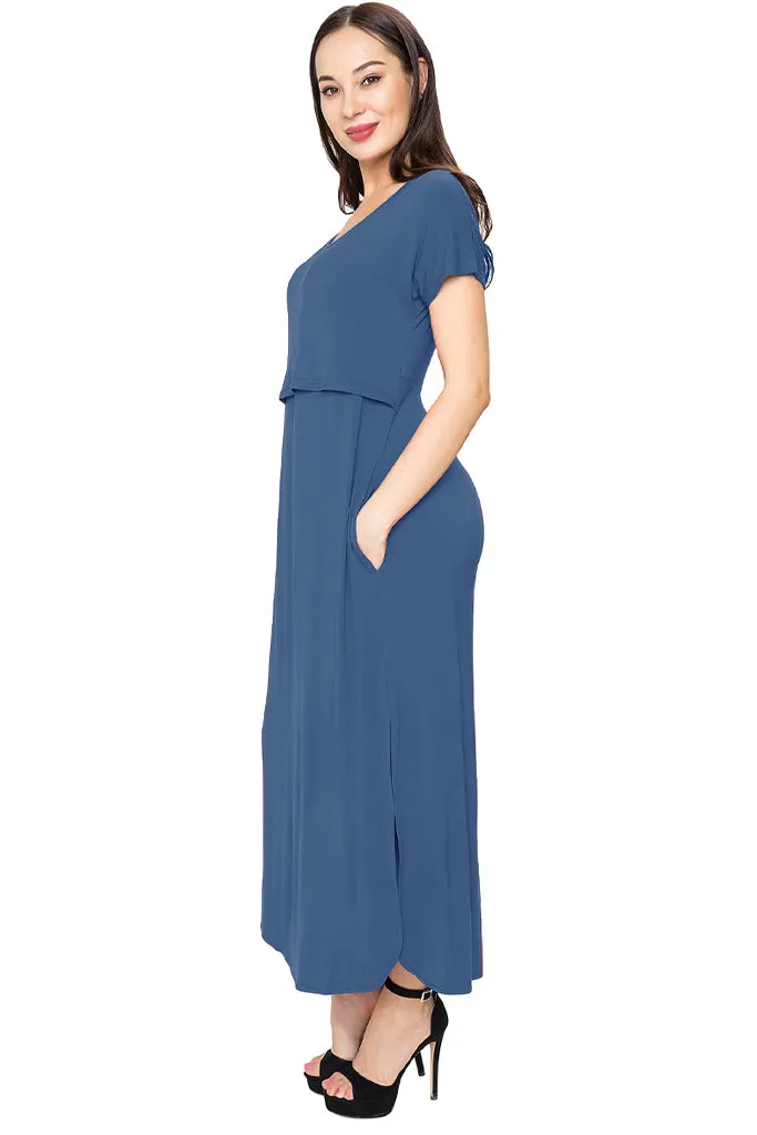 Smallshow Short Sleeve Nursing Maxi Dresses