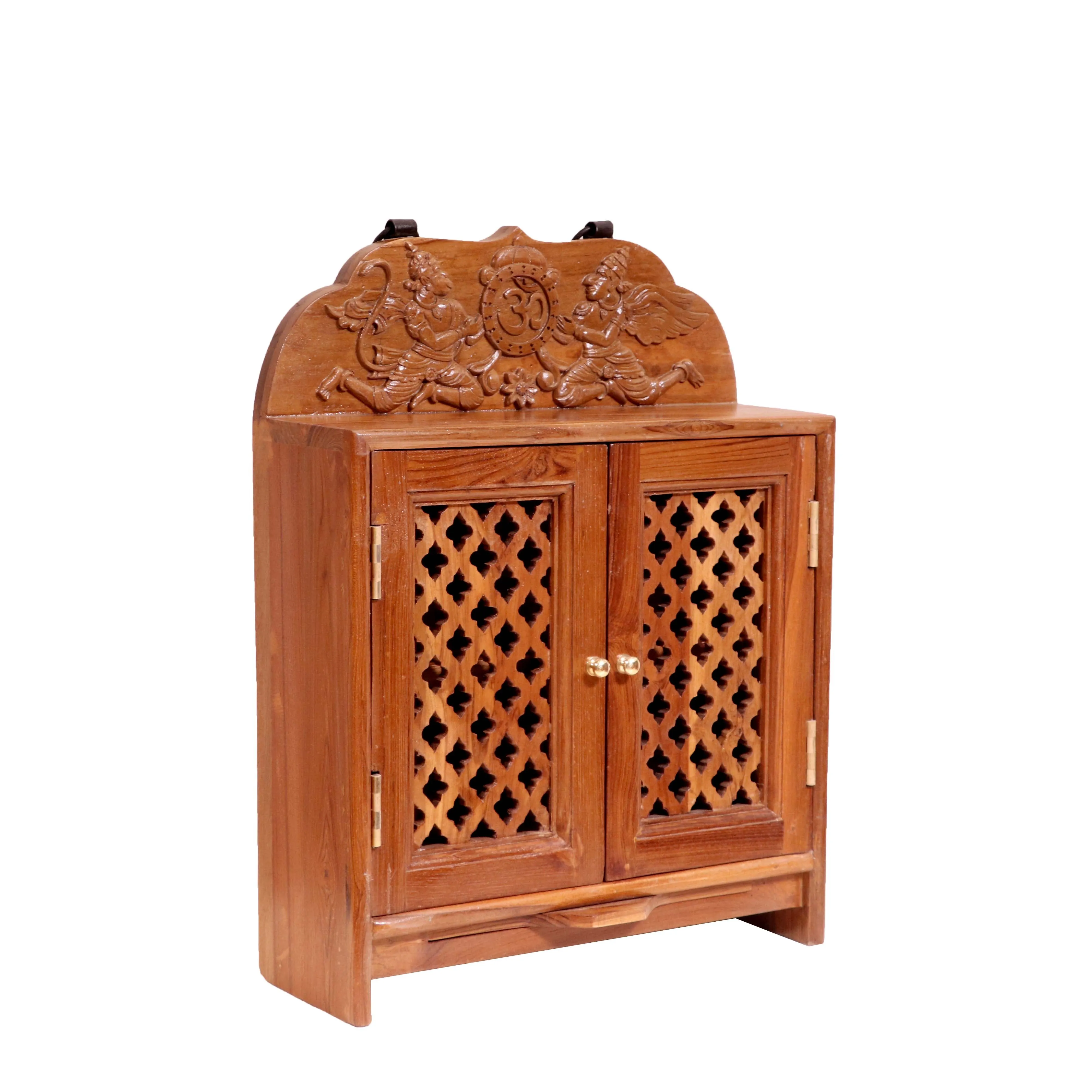 Southern style Garuda Carved Teak Wood Temple Wall Cabinet