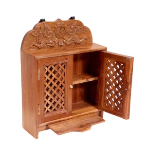 Southern style Garuda Carved Teak Wood Temple Wall Cabinet