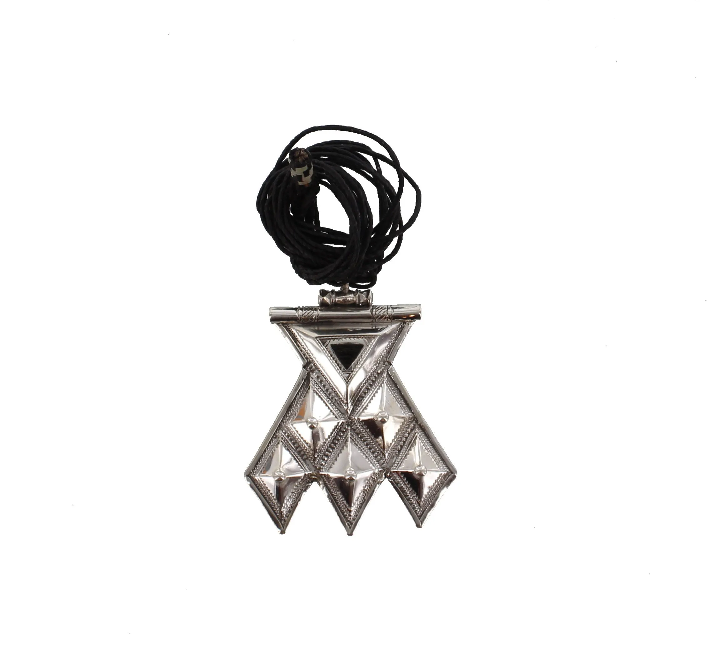 TINIFSAN||Geometric Triangular Silver Pendant||The Azel Collection