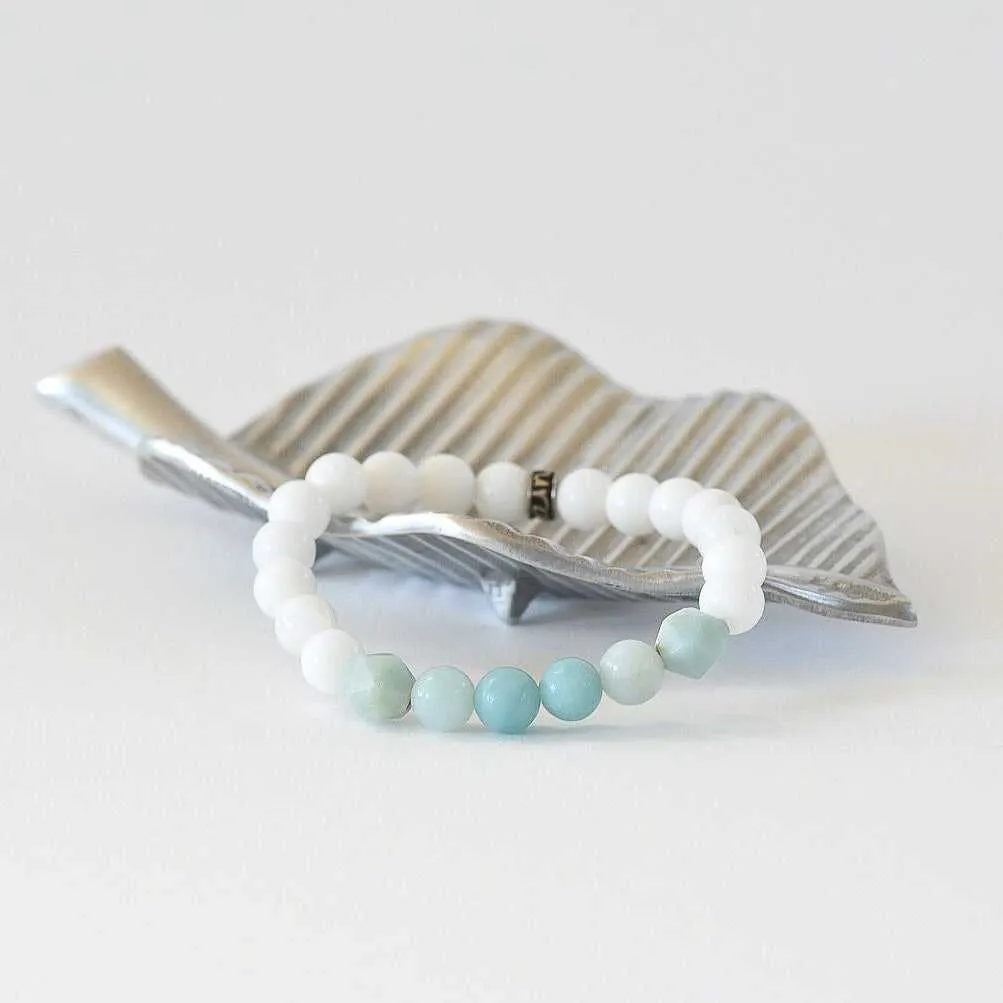 Tropical White Jade and Amazonite Gemstone Bracelet