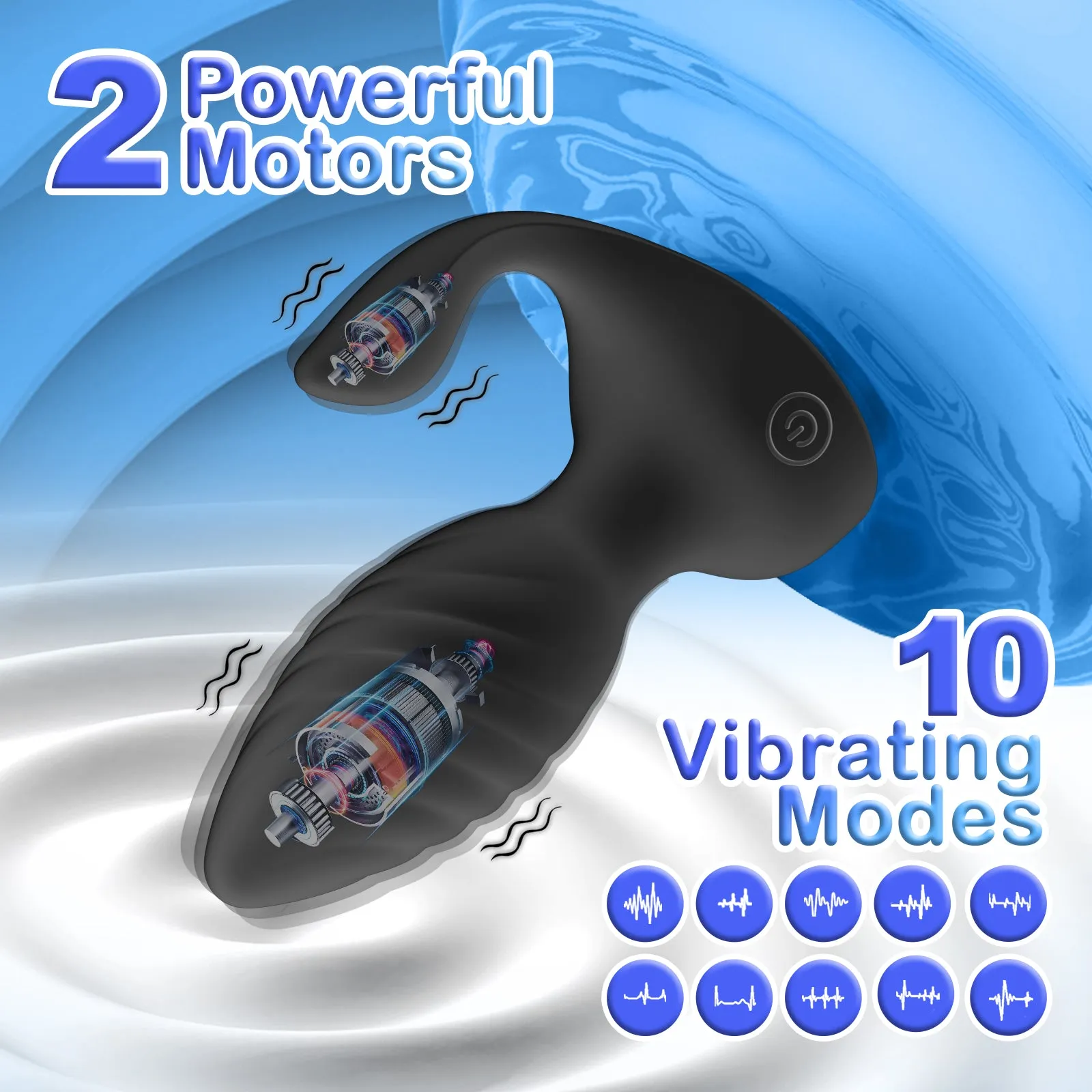 Vibrating Anal Plug with Dual Motor