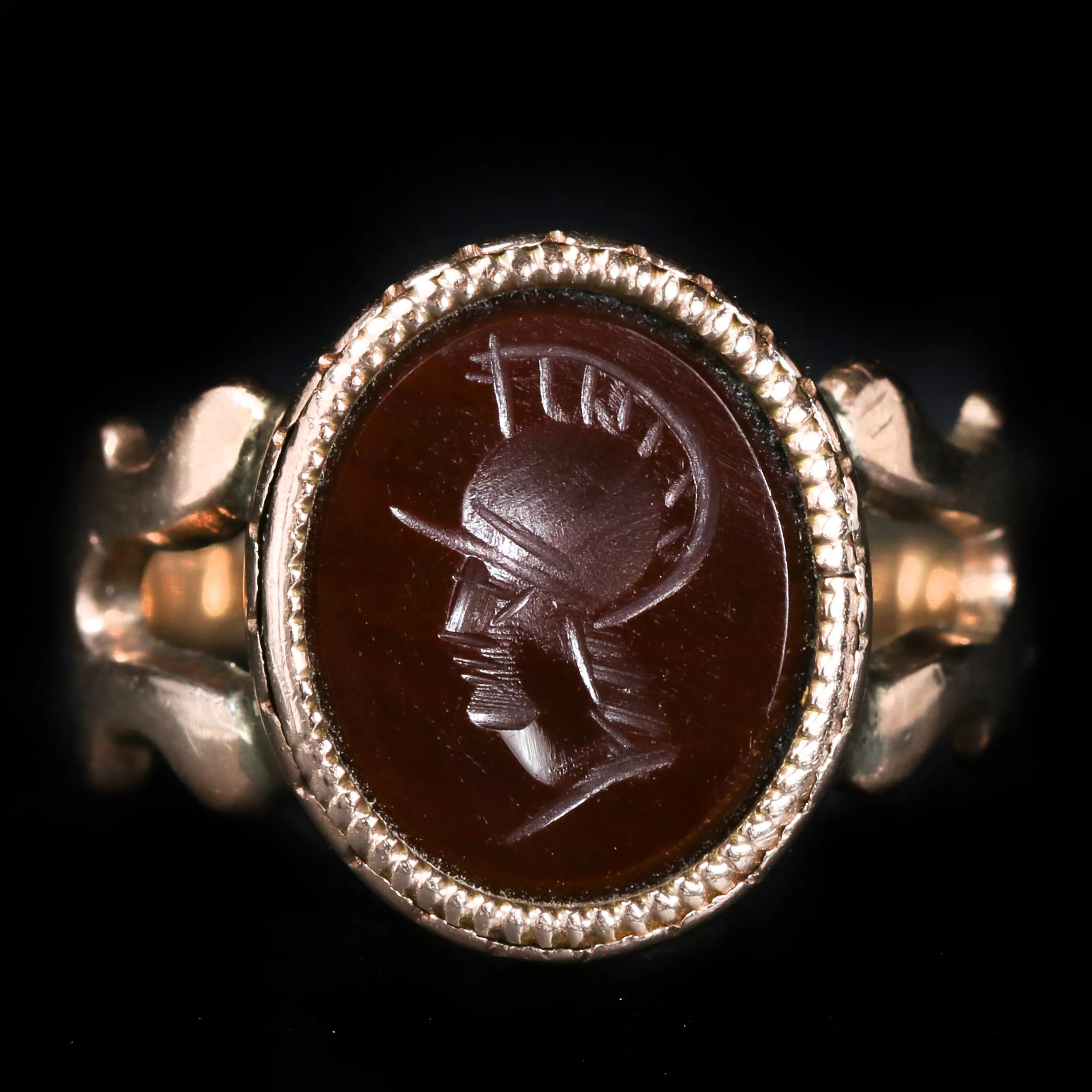 Victorian 14K Yellow Gold Carnelian Intaglio Ring