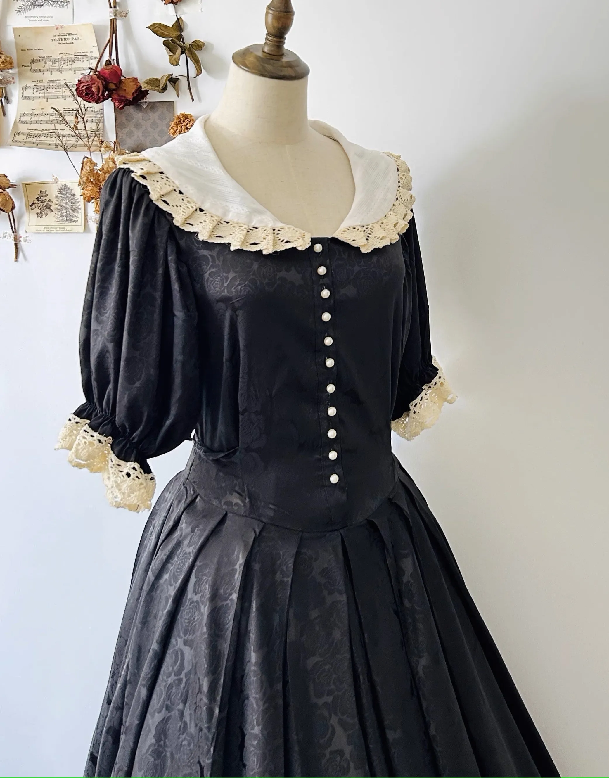 Vintage Dark Academia Peter Pan Collar Dress