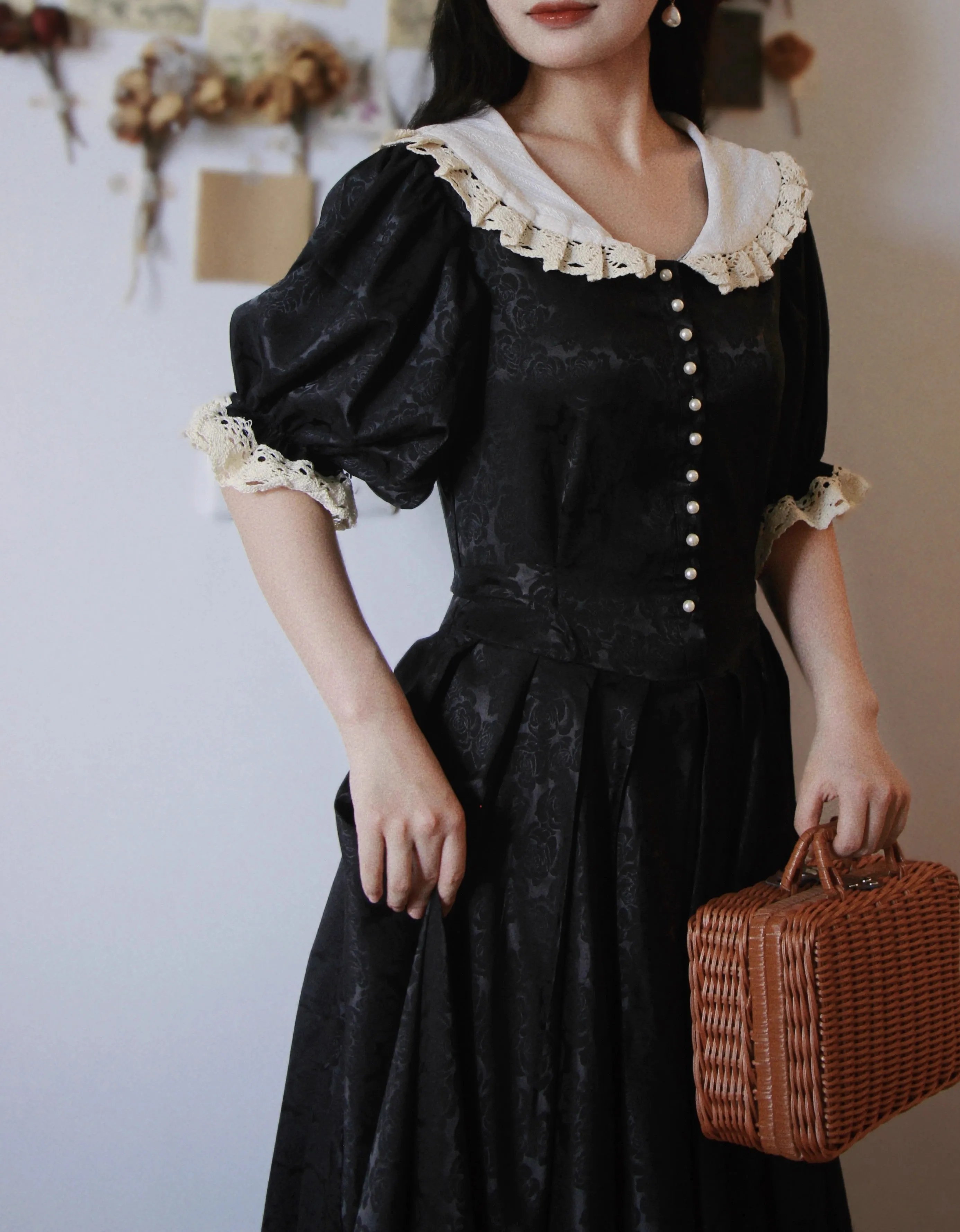 Vintage Dark Academia Peter Pan Collar Dress