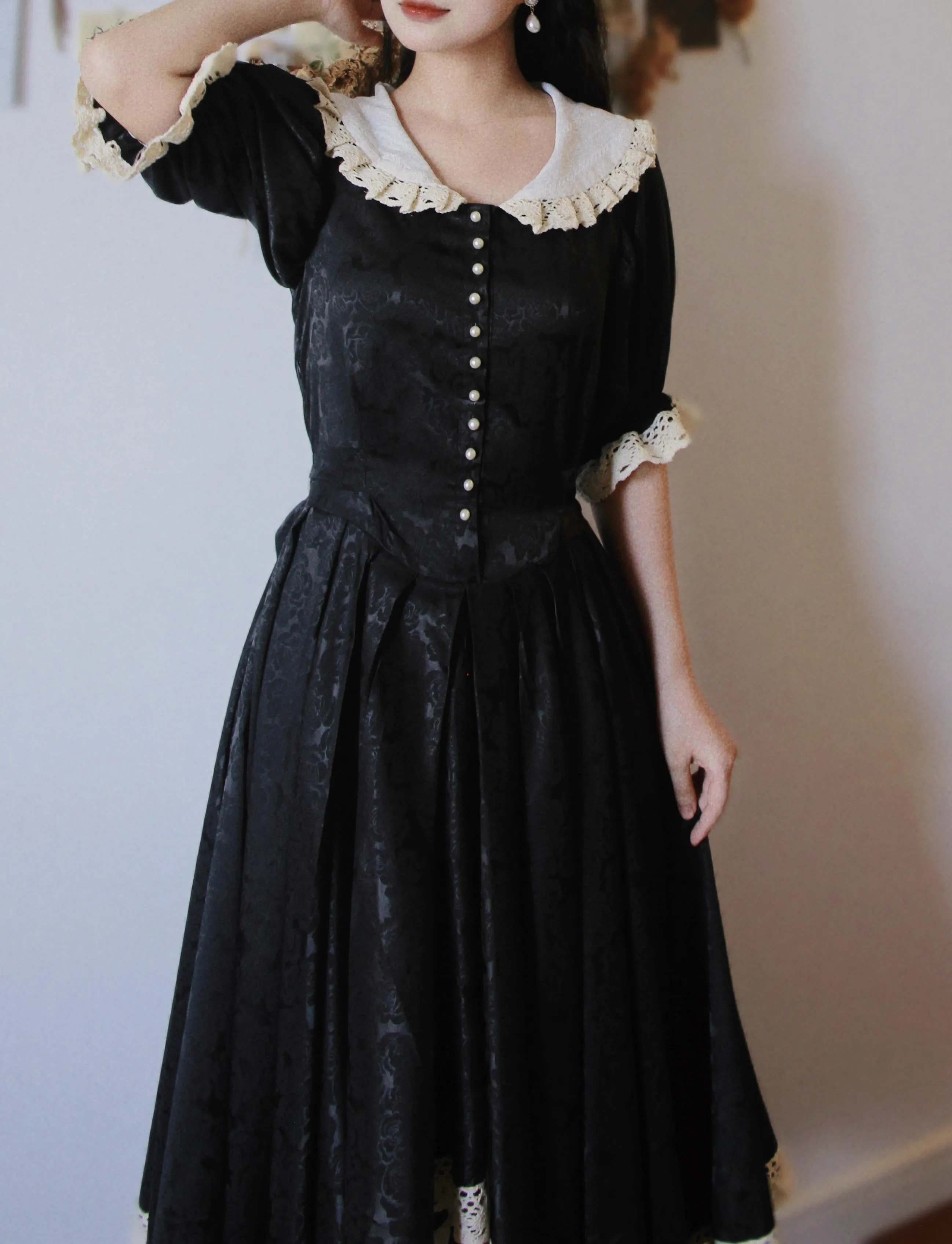 Vintage Dark Academia Peter Pan Collar Dress