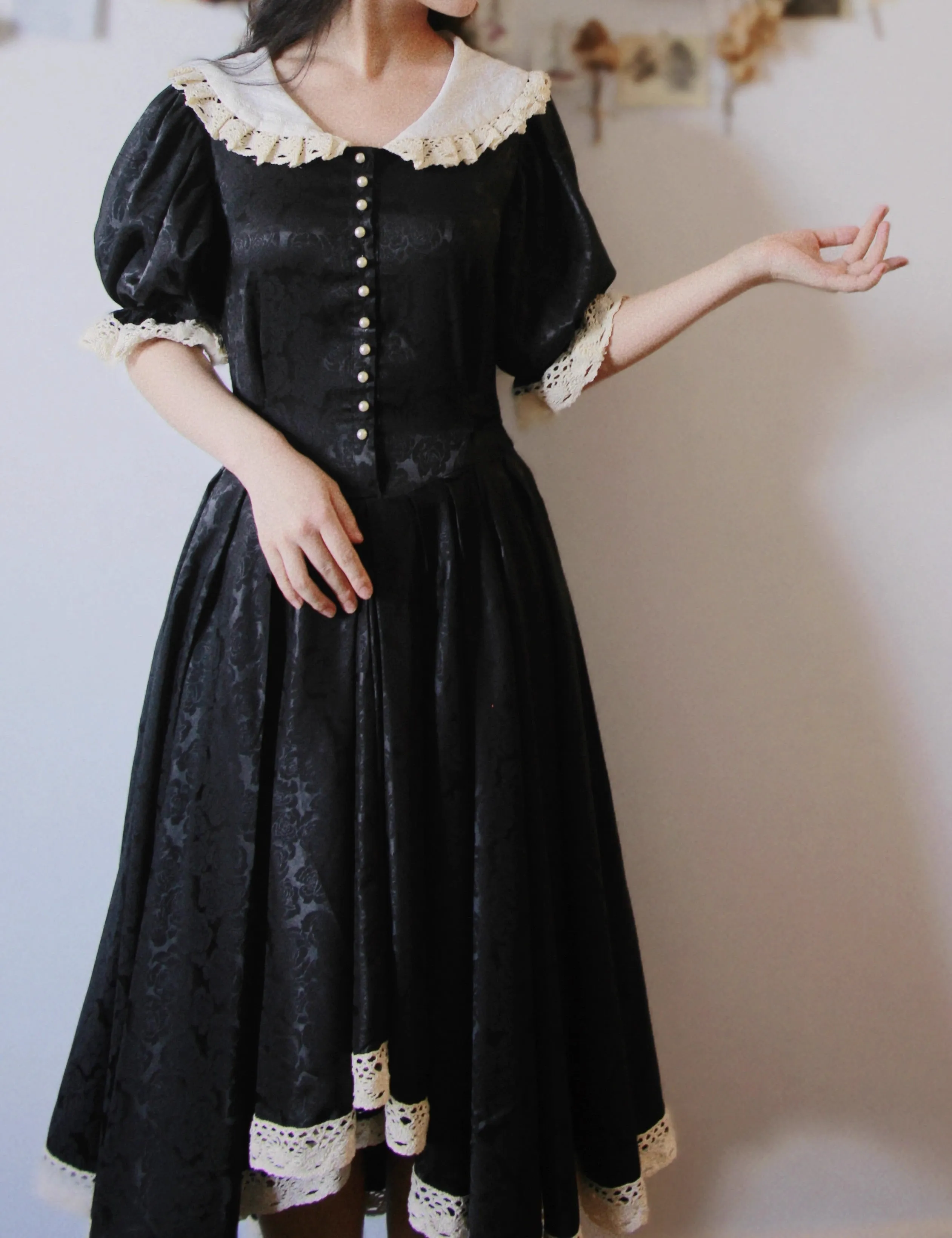 Vintage Dark Academia Peter Pan Collar Dress